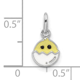 Sterling Silver Pendant Charm, Enamel Chick Hatching Egg, Easter Whimsical Animal Theme