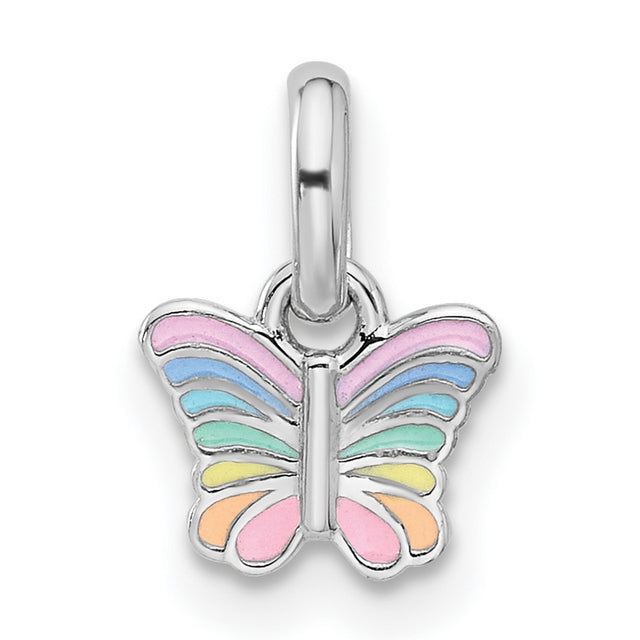 Sterling Silver Butterfly Pendant with Colorful Enamel Wings, Symbol of Growth and Freedom