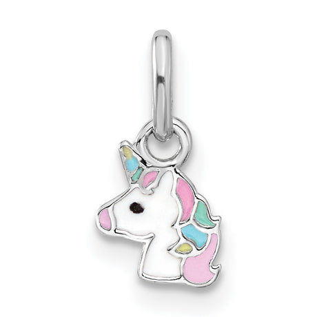 Sterling Silver Unicorn Pendant with Pink, Blue, and Yellow Pastel Enamel