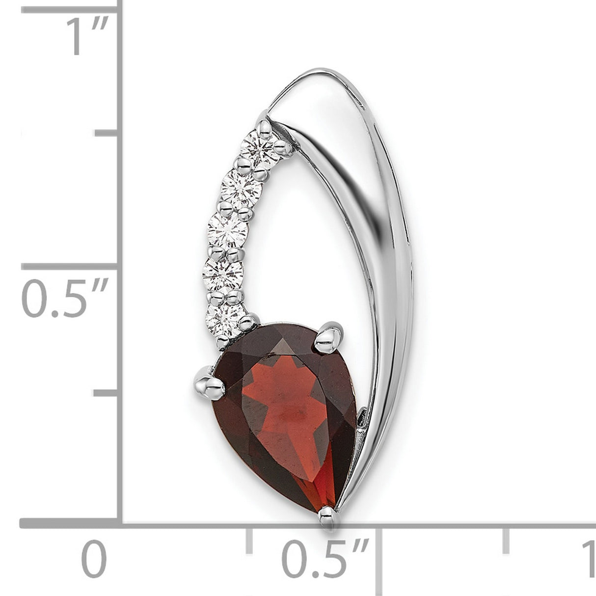 Sterling Silver Teardrop Pendant with Garnet and Cubic Zirconia Accents for Women