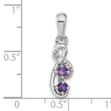 Sterling Silver Infinity Pendant with Amethyst and Cubic Zirconia Accents