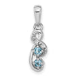 Light Swiss Blue Topaz and CZ Swirl Charm Pendant in Real 925 Sterling Silver