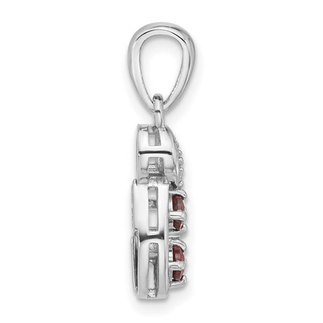 Sterling Silver Infinity Pendant with Garnet and Cubic Zirconia, Swirl Design