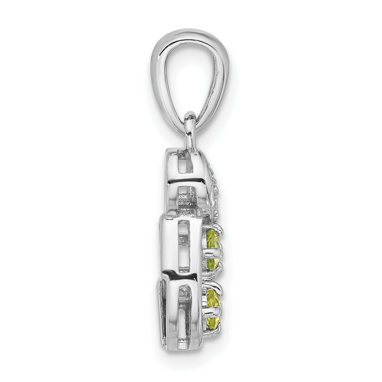 Sterling Silver Infinity Pendant with Peridot and Cubic Zirconia, Swirl Design