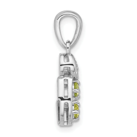 Sterling Silver Infinity Pendant with Peridot and Cubic Zirconia, Swirl Design