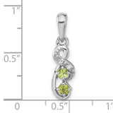 Sterling Silver Infinity Pendant with Peridot and Cubic Zirconia, Swirl Design