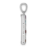 Sterling Silver Vertical Pendant with Seven Gemstones for Chakra Alignment and Yoga Meditation