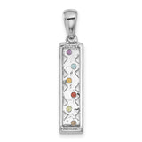 Sterling Silver Vertical Pendant with Seven Gemstones for Chakra Alignment and Yoga Meditation