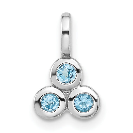 Sterling Silver Pendant with Swiss Blue Topaz Triangular Cluster, Minimalist Unity Design