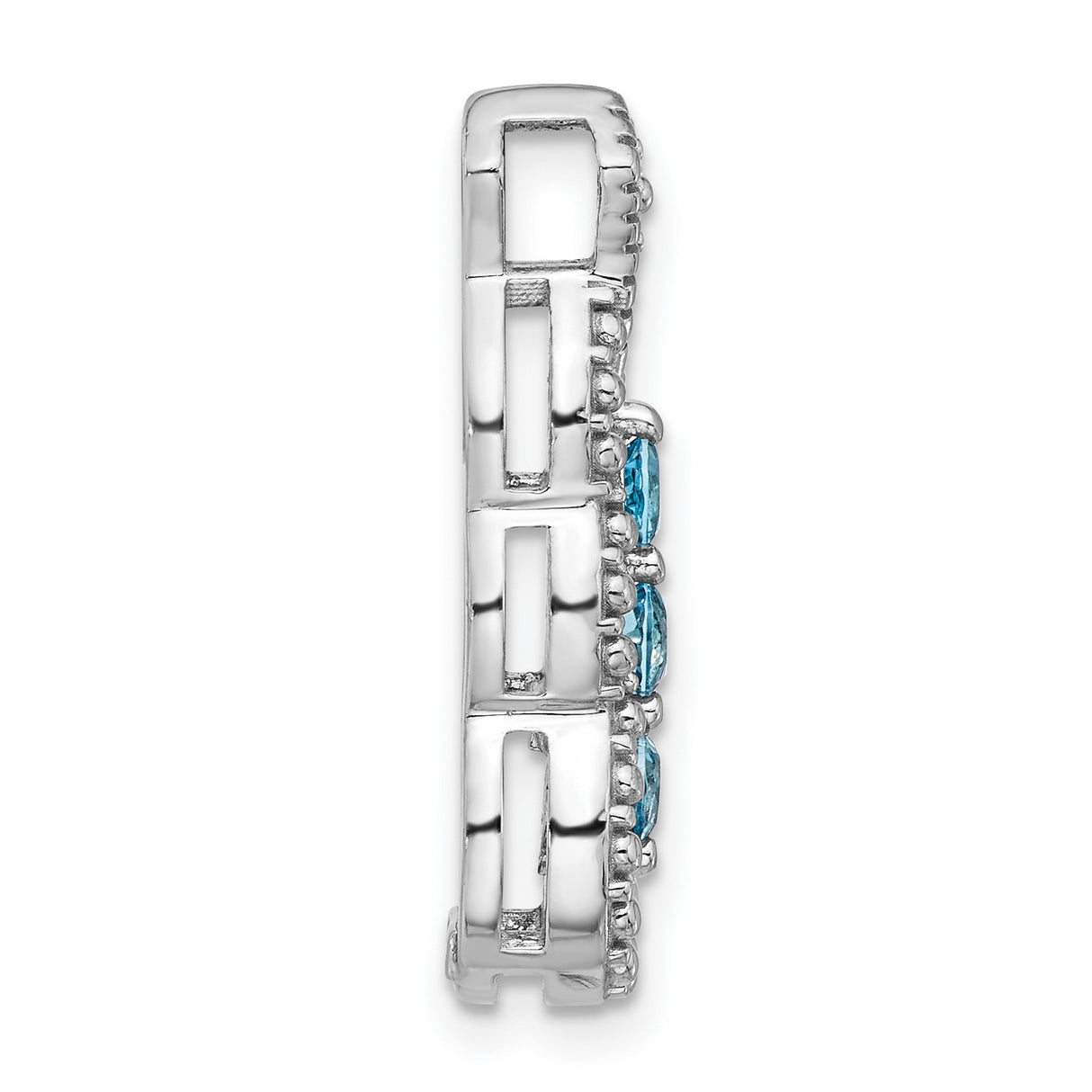 Sterling Silver Pendant with Swiss Blue Topaz, Vintage Milgrain Detail and Beaded Accents