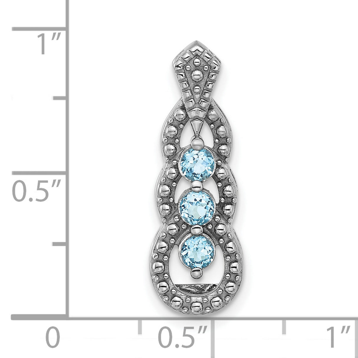Sterling Silver Pendant with Swiss Blue Topaz, Vintage Milgrain Detail and Beaded Accents