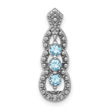 Sterling Silver Pendant with Swiss Blue Topaz, Vintage Milgrain Detail and Beaded Accents
