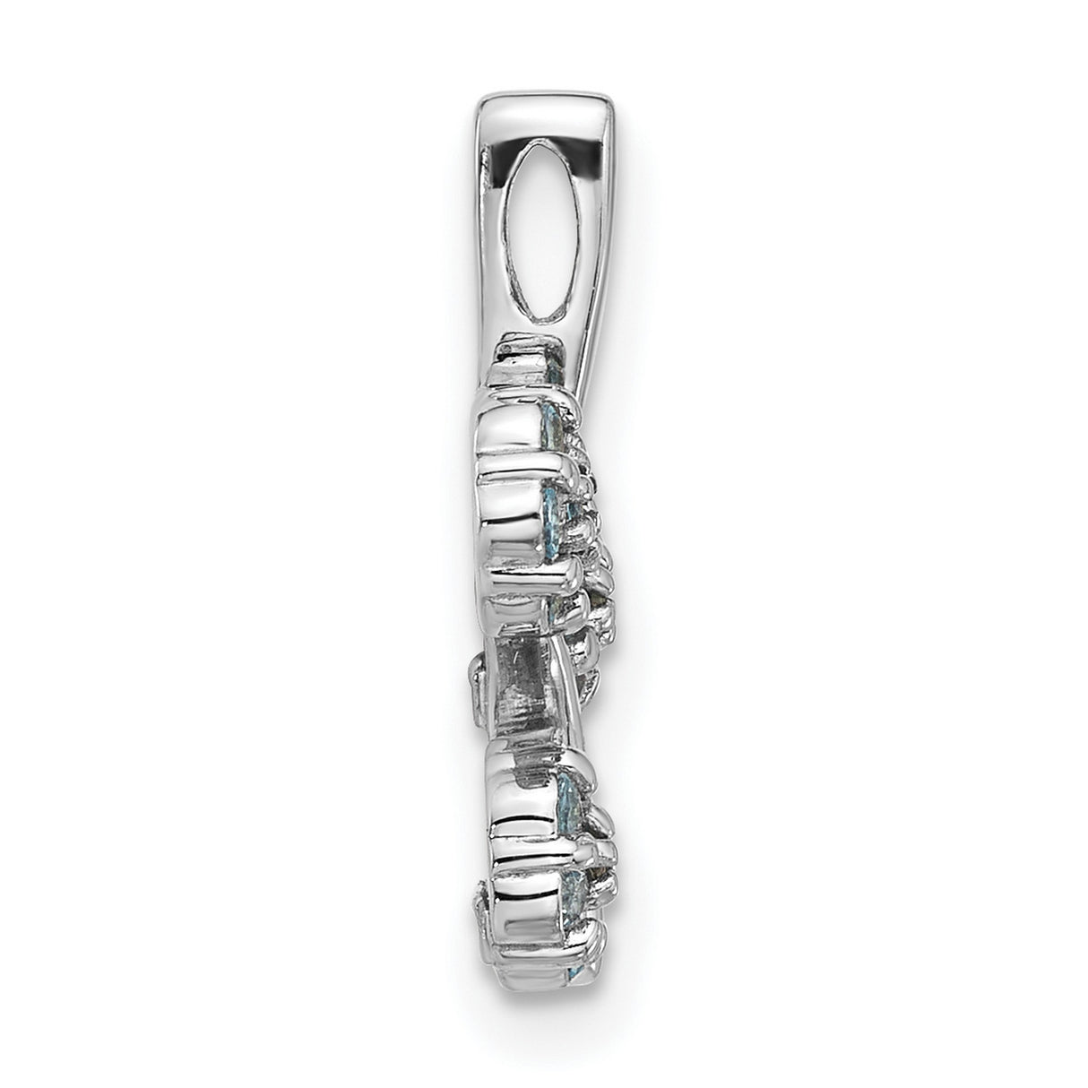 Sterling Silver Pendant with Swiss Blue Topaz, Floral Vine Design for Women