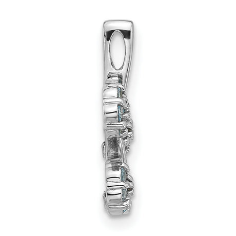 Sterling Silver Pendant with Swiss Blue Topaz, Floral Vine Design for Women