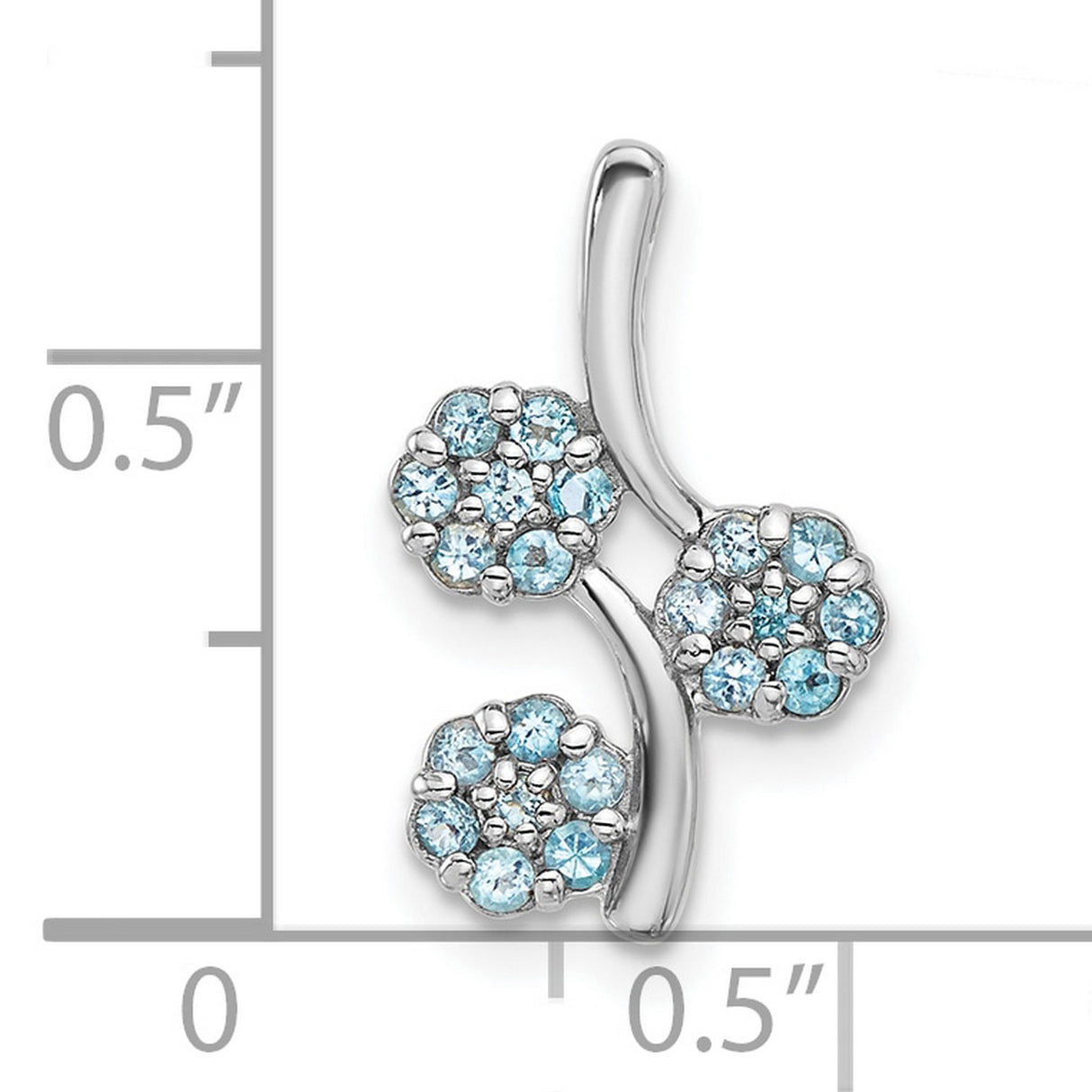 Sterling Silver Pendant with Swiss Blue Topaz, Floral Vine Design for Women