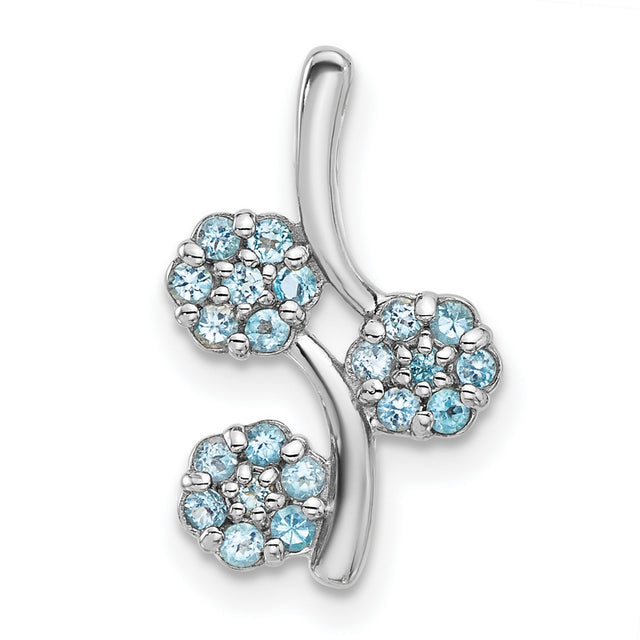 Sterling Silver Pendant with Swiss Blue Topaz, Floral Vine Design for Women