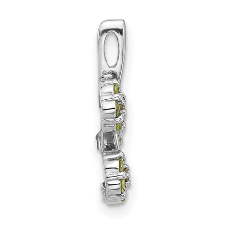 Peridot Flowers Chain Slide Charm Pendant in Real 925 Sterling Silver