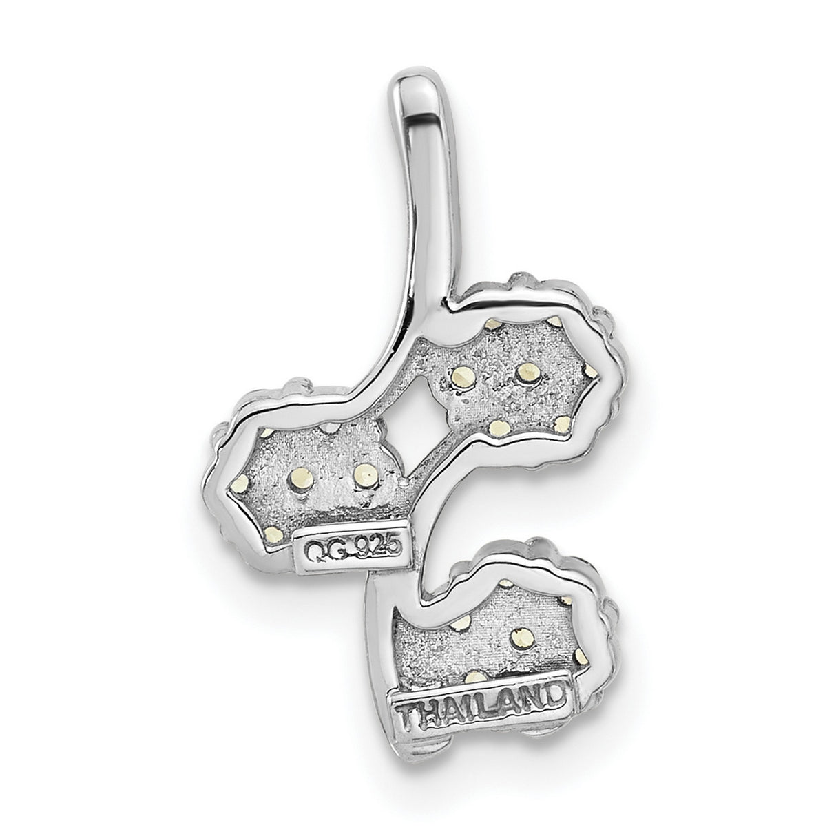 Peridot Flowers Chain Slide Charm Pendant in Real 925 Sterling Silver