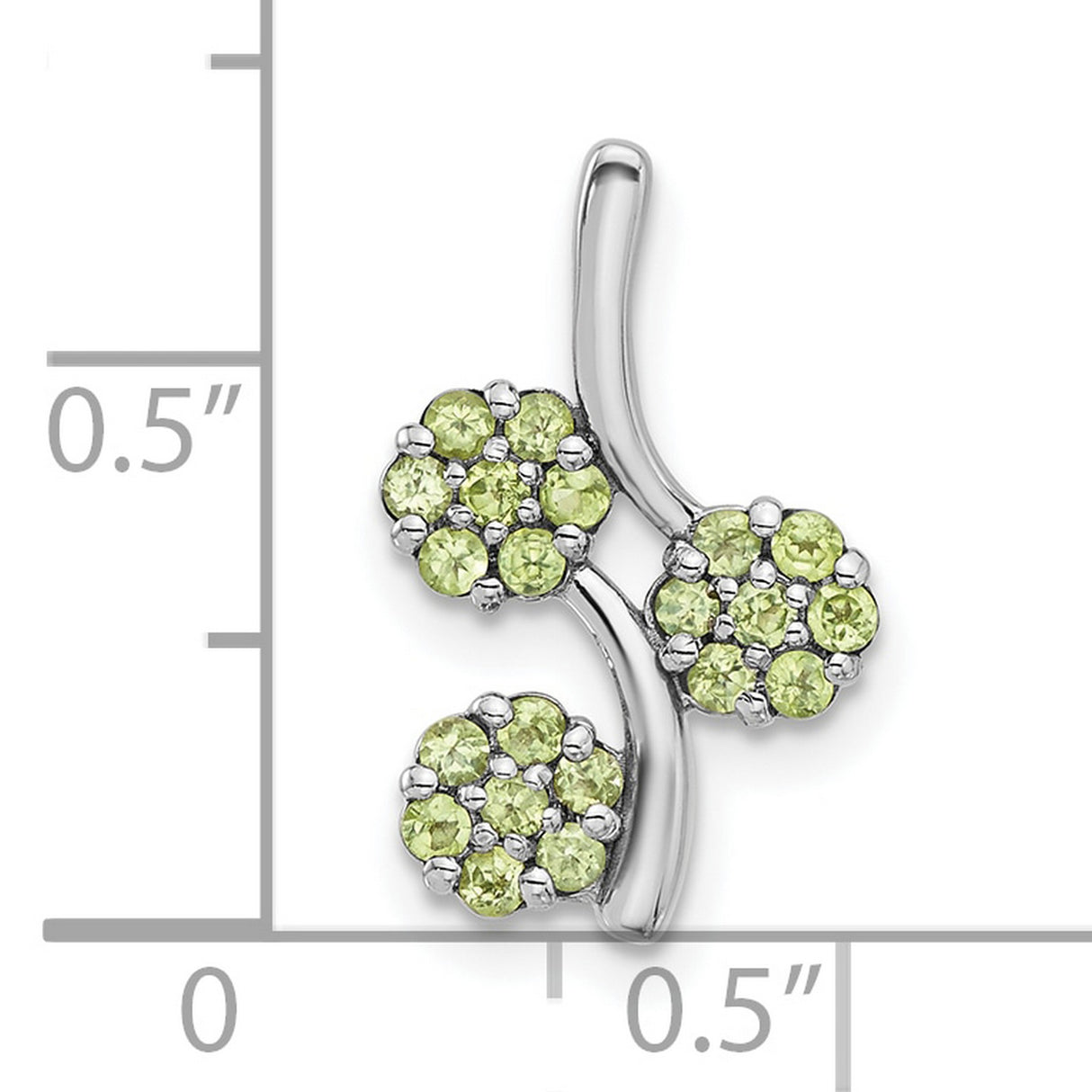 Peridot Flowers Chain Slide Charm Pendant in Real 925 Sterling Silver