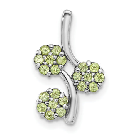 Peridot Flowers Chain Slide Charm Pendant in Real 925 Sterling Silver