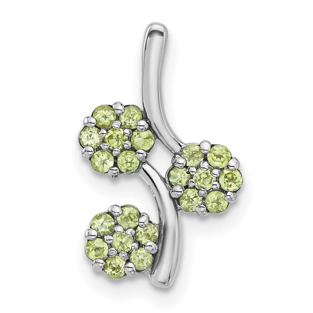Peridot Flowers Chain Slide Charm Pendant in Real 925 Sterling Silver