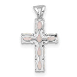 Created Opal Cross Charm Pendant in Real 925 Sterling Silver