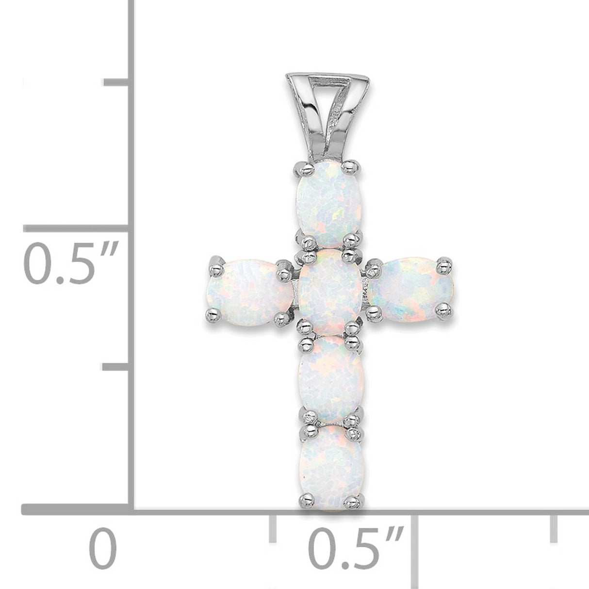 Created Opal Cross Charm Pendant in Real 925 Sterling Silver