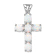 Created Opal Cross Charm Pendant in Real 925 Sterling Silver