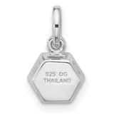 Sterling Silver Hexagon Pendant with Sky Blue Topaz, Modern Geometric Charm for Women