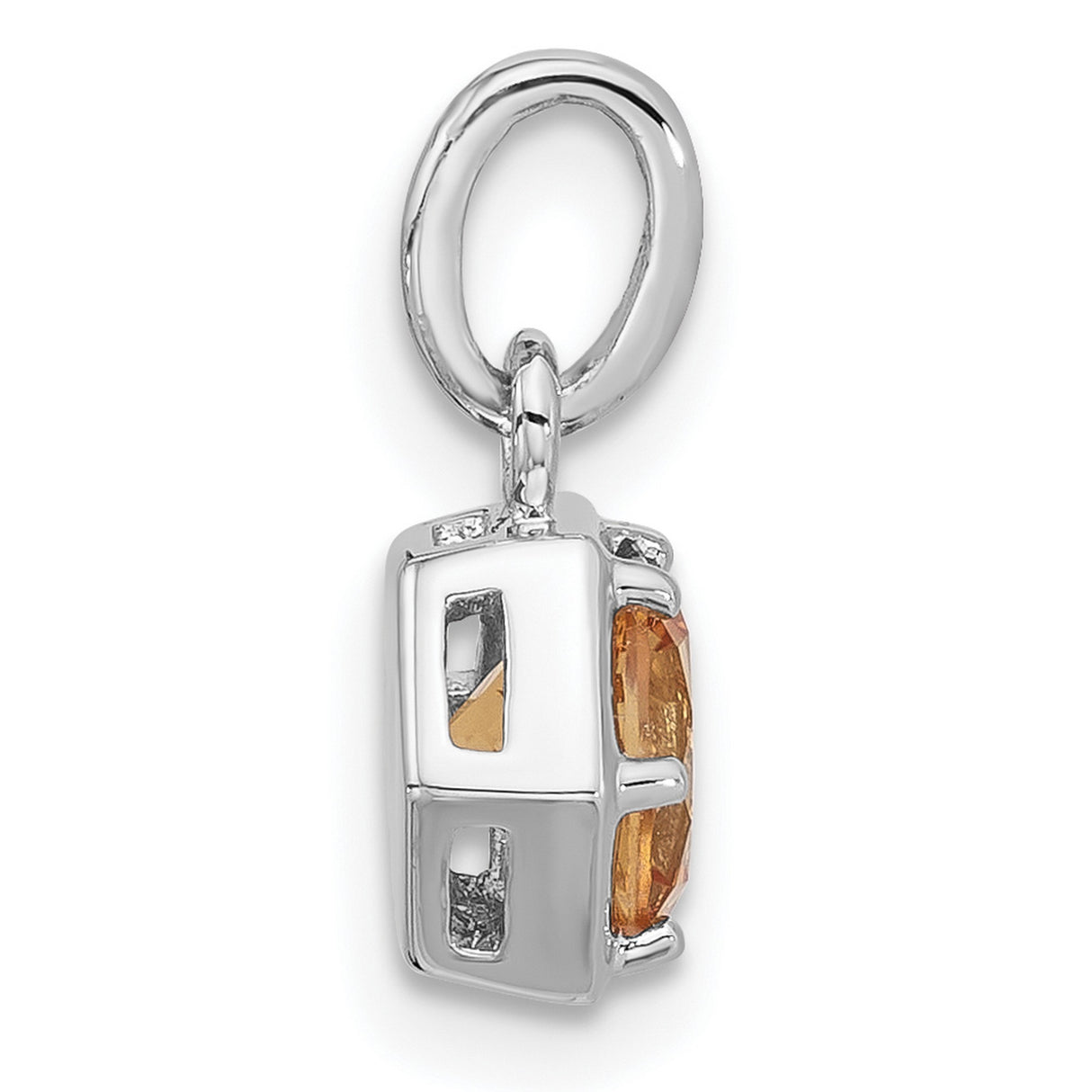 Sterling Silver Hexagon Pendant with Citrine, Modern Geometric Style for Women