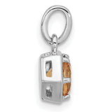 Sterling Silver Hexagon Pendant with Citrine, Modern Geometric Style for Women