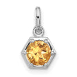 Sterling Silver Hexagon Pendant with Citrine, Modern Geometric Style for Women