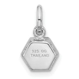 Sterling Silver Garnet Pendant with Round Red Gemstone in Hexagon Bezel Setting