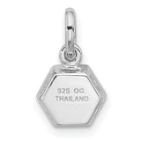 Sterling Silver Peridot Pendant with Faceted Round Gemstone in Hexagon Frame