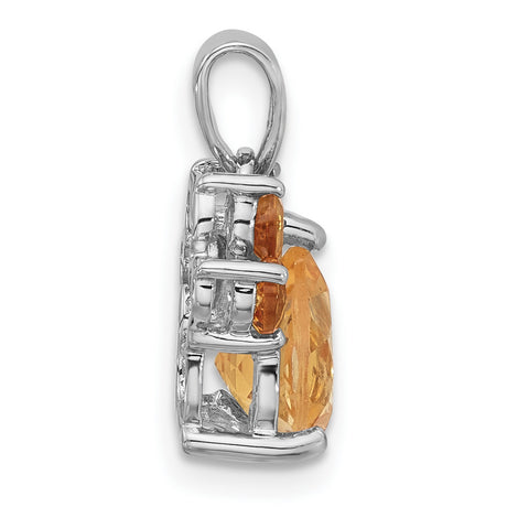 Sterling Silver Paw Print Pendant with Citrine Gemstone, Pet Memorial Jewelry for Women