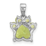 Polished Peridot Paw Charm Pendant in Real 925 Sterling Silver