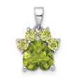Polished Peridot Paw Charm Pendant in Real 925 Sterling Silver