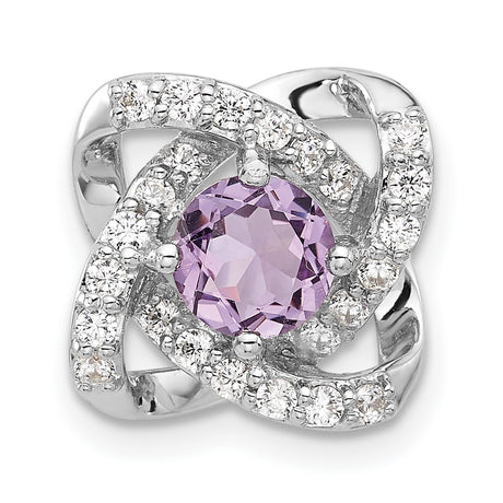 Sterling Silver Knot Pendant with Amethyst and Cubic Zirconia, Infinity Loop Design