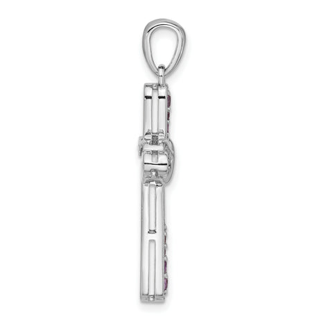 Sterling Silver Infinity Cross Pendant with Amethyst, Spiritual and Modern Faith Design