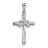 Sterling Silver Infinity Cross Pendant with Amethyst, Spiritual and Modern Faith Design