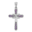 Sterling Silver Infinity Cross Pendant with Amethyst, Spiritual and Modern Faith Design