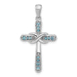 Sterling Silver Infinity Cross Pendant with London Blue Topaz and Aquamarine Charm