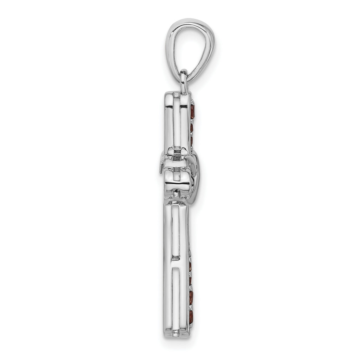 Sterling Silver Infinity Cross Pendant with Garnet, Spiritual Religious Jewelry for Men and Women