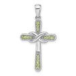 Sterling Silver Infinity Cross Pendant with Peridot, Spiritual Symbol for Men and Women