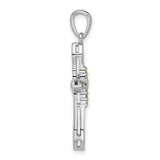 Peridot Cross Charm Pendant in Real 925 Sterling Silver