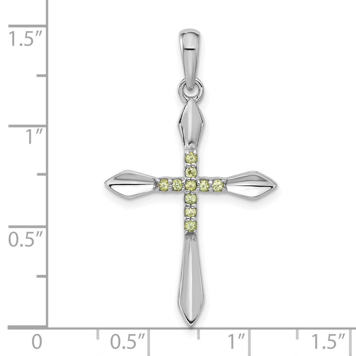 Peridot Cross Charm Pendant in Real 925 Sterling Silver
