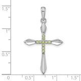 Peridot Cross Charm Pendant in Real 925 Sterling Silver