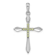 Peridot Cross Charm Pendant in Real 925 Sterling Silver