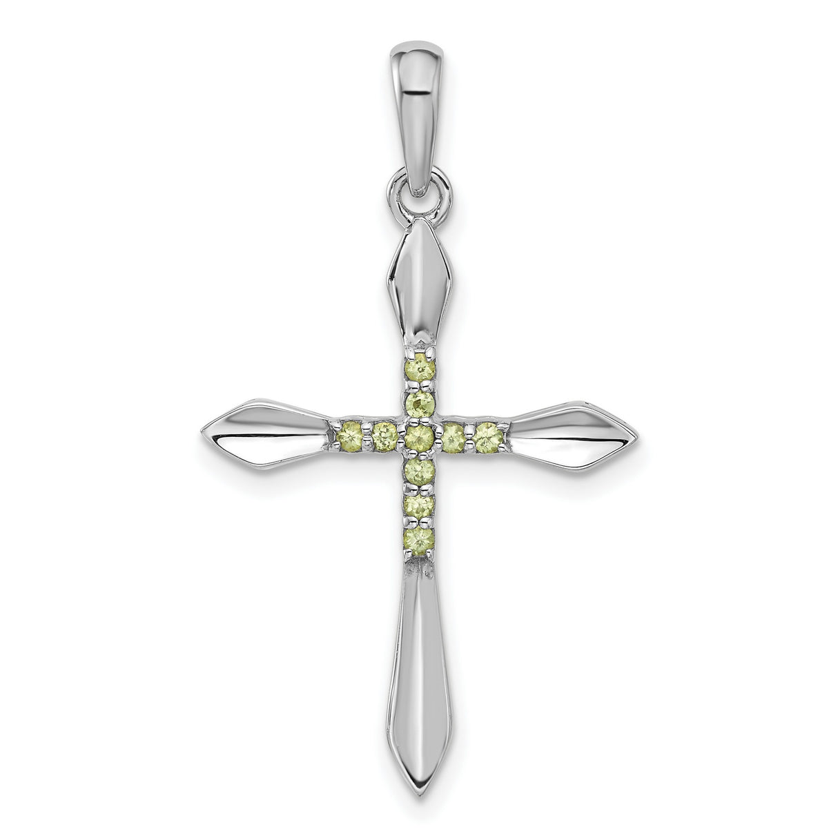 Peridot Cross Charm Pendant in Real 925 Sterling Silver