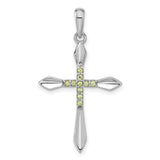 Peridot Cross Charm Pendant in Real 925 Sterling Silver